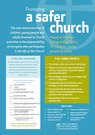 Promoting a Safer Church Parish Poster with contact details